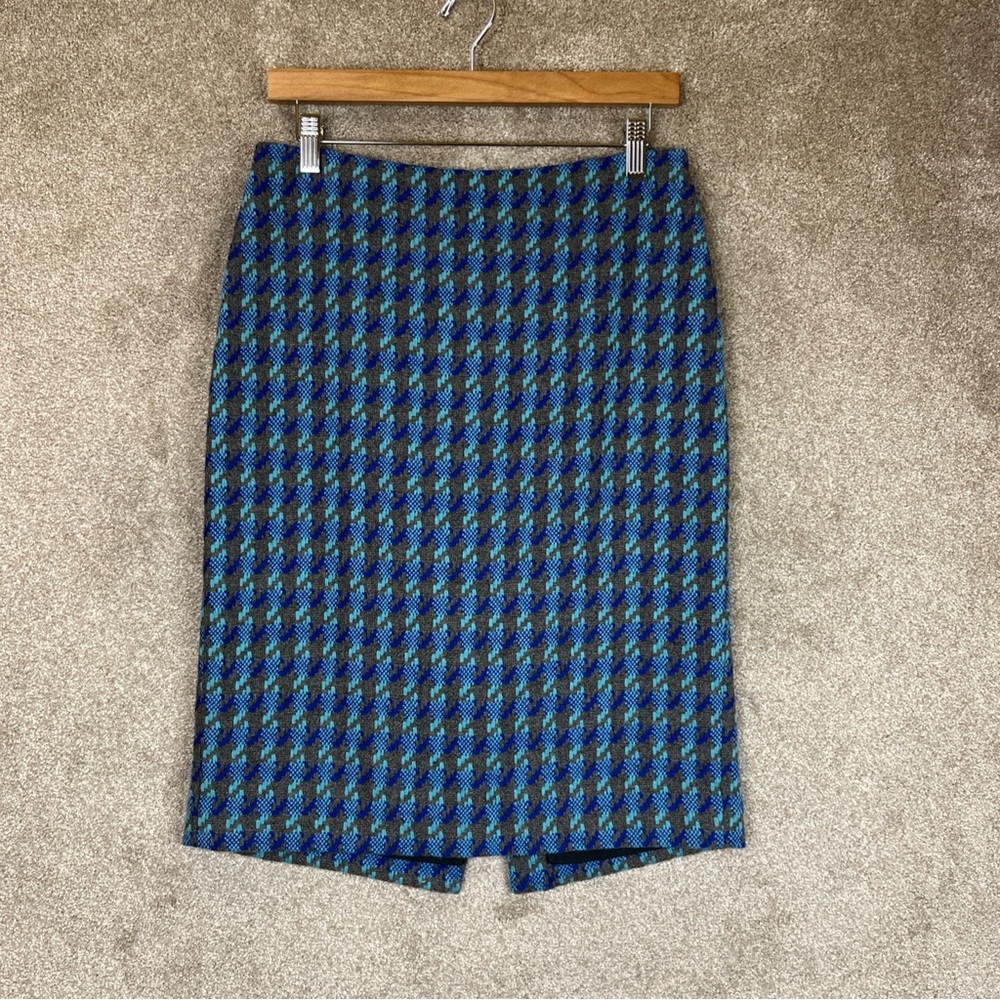 Talbots Skirt Womens 4 Blue Wool Blend Pencil Lined Back Zip Knee Length- 2298*